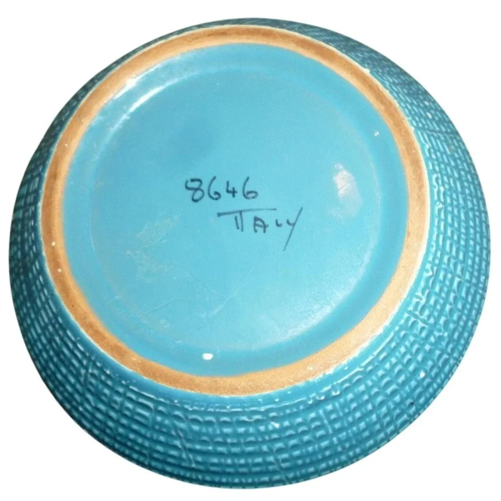 Vintage Fratelli Fanciullacci Italy Turquoise Basketweave Canister‎ MCM Majolica